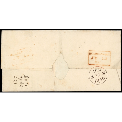 3029 - GB 1840 1d black, plate 1b, two singles on cover