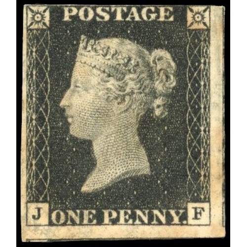 3033 - GB 1840 1d black, Pl. 2 (JF), with constant variety, unmounted mint, Spec. AS14k, SG 2var