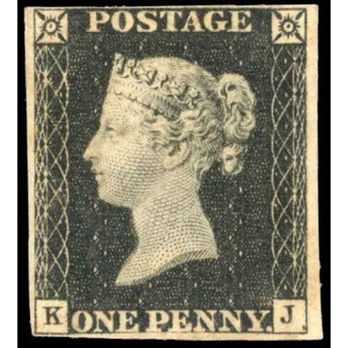 3035 - GB 1840 1d black, Pl. 2 (KJ), unmounted mint SG 2
