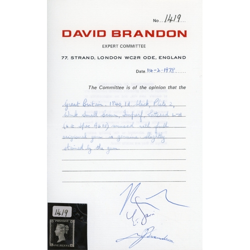 3036 - GB 1840 1d black, Pl. 2 (LH), mint, SG 2