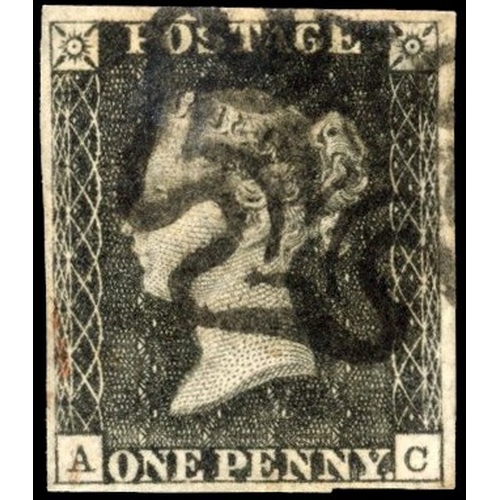 3041 - GB 1840 1d grey-black Plate 5 (AC) used SG 3