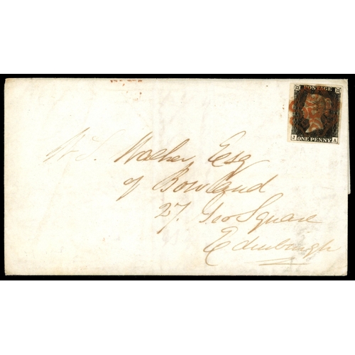 3043 - GB 1840 1d black Plate 5 (JA), on cover with orange-red Galashiels Maltese cross