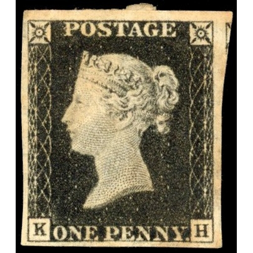 3047 - GB 1840 1d black, Pl. 6 (KH), unmounted mint. SG 2