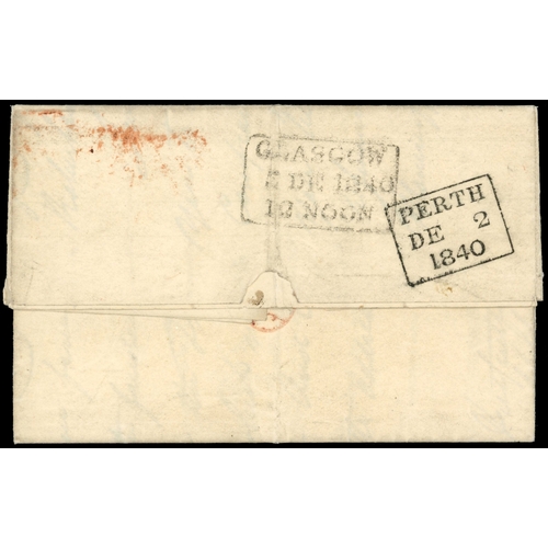 3050 - GB: POSTAL HISTORY: 1840 1d black, plate 6 (OL), clear to very large margins, on cover to Glasgow