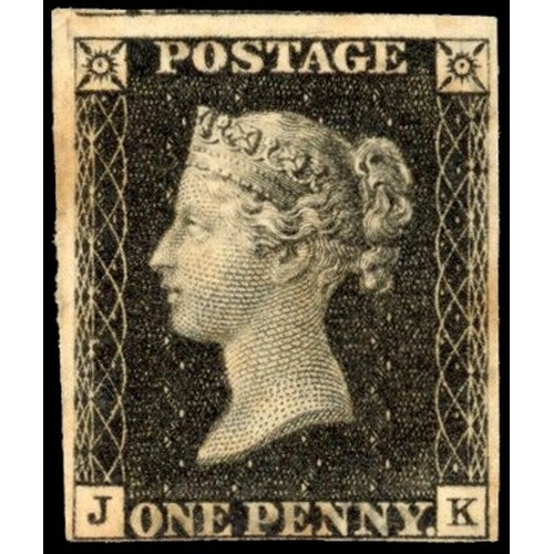 3054 - GB 1840 1d black, Pl. 7 (KJ), unmounted mint, SG 2