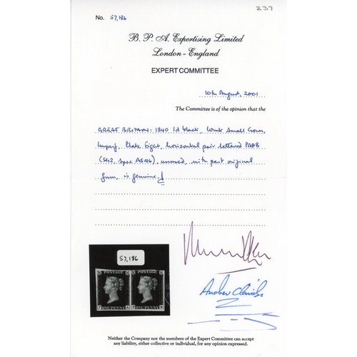 3059 - Great Britain SG2 1d Black Pl.8 mint pair