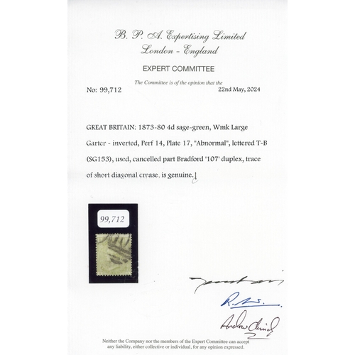 3121 - GB 1873-80 4d sage-green Plate 17 abnormal SG 153