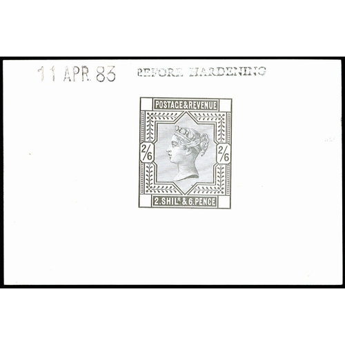 3123 - Great Britain 1883 2s6d Die proof. Very fine and fresh example printed by DLR in black on white glaz... 