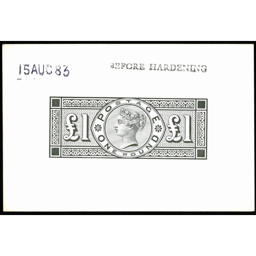 3128 - Great Britain 1883 Â£1 Die proof. Very fine example printed in black on white glazed card (92 x 61mm... 