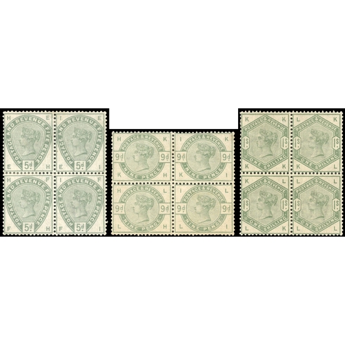 3131 - Great Britain 1883-84 Lilac and Green  set in blocks four mint