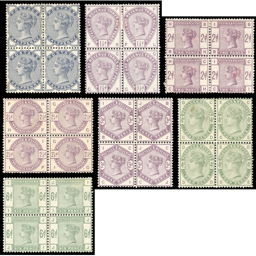 3131 - Great Britain 1883-84 Lilac and Green  set in blocks four mint