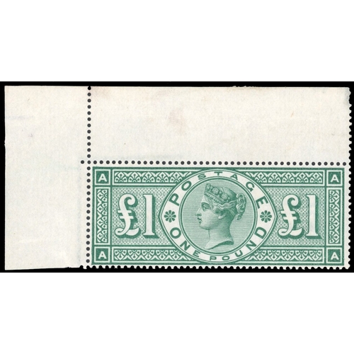 3140 - Great Britain 1891 Â£1 green corner marginal o.g