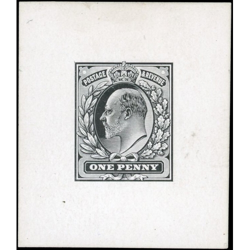 3145 - GB 1901 1d Die Proof in black on white glazed card