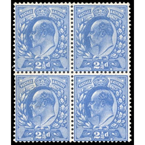 3155 - GB SG 276wi 1911 2Â½d bright blue block of 4 watermark inverted min
