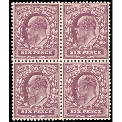 3156 - GB 1911-13 Somerset House 6d reddish purple (fluorescent ink), unmounted mint block of fourÂ in a re... 