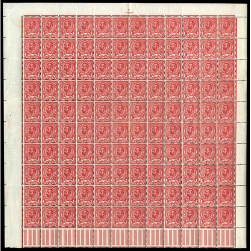 3160 - GB 1911-12 Â½d green and 1d pale carmine, complete panes of 120 SG 322, 32