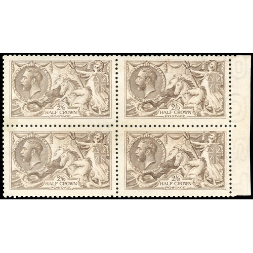 3172 - GB 1915 De La Rue 2s6d pale sepia-brown (from unworn plate), mint right marginal block of four