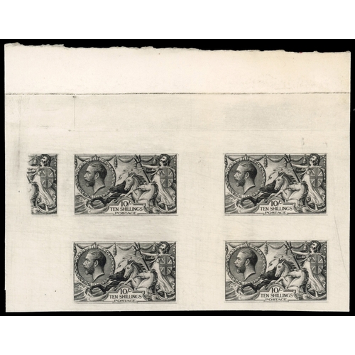 3174 - Great Britain SG 417 var 1918-19 10s Seahorse plate proof in black