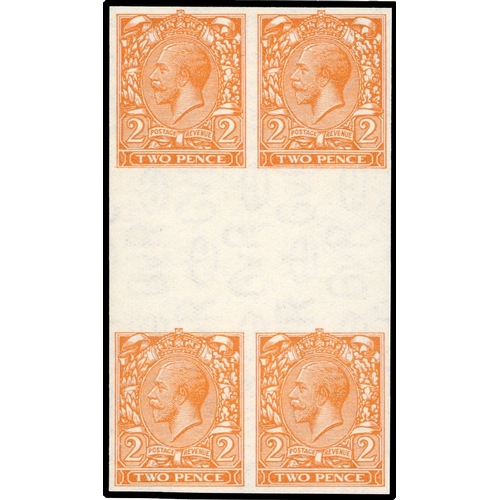 3175 - GB SG 421b1924 2d imprimatur gutter marginal block of four