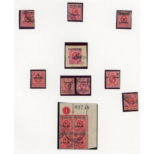 1919 4c on 6c small used collection on album page. Surcharge double, on ...