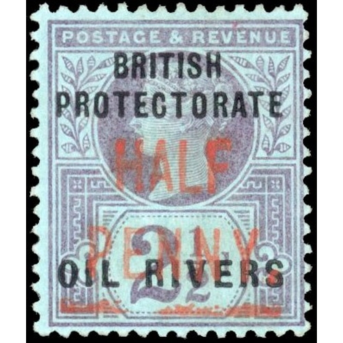 1893 ½d on 2½d purple on blue paper, surcharge in vermilion. A fine and ...
