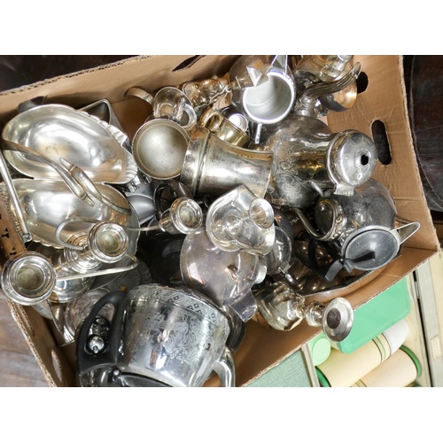 41 - A large box of silver plate etc