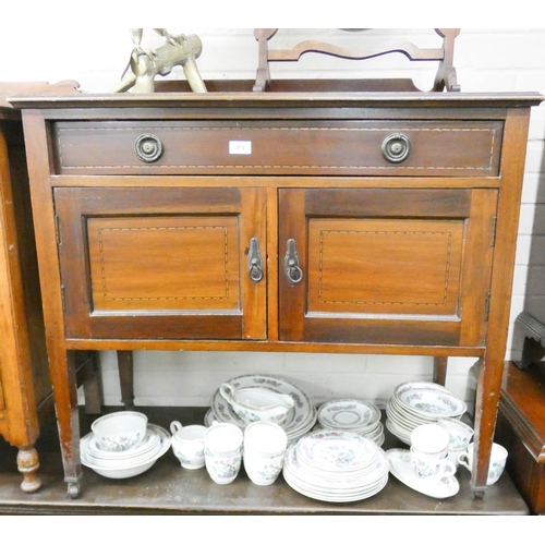 389 - Edwardian inlaid mahogany bedroom cupboard fitted drawer 3' wide