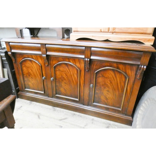 398 - A Victorian style mahogany three door sideboard 5'6 wide