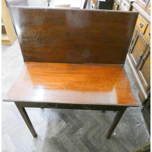 461 - A mahogany folding top tea table fitted drawer 3' wide (as found)