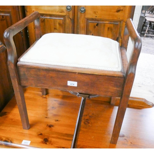 474 - An Edwardian mahogany music stool