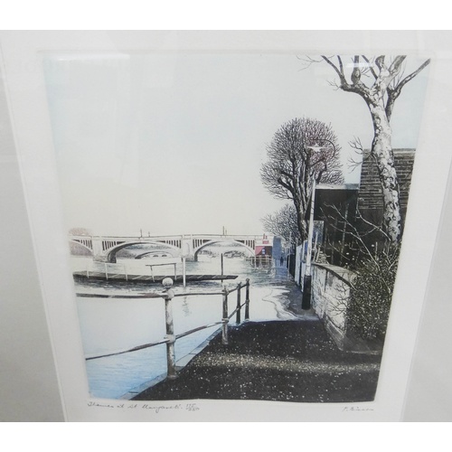 318 - Pencil portrait, watercolours and signed limited edition prints of River Thames London by Paul Bisso... 