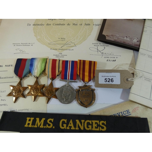 526 - A group of five Second World War medals including the Dunkirk medal for 1940, with a large amount of... 