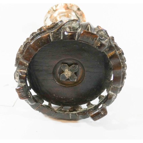 604 - Chinese export silver vase, by Hung Chong & Co Shanghai, decorated with a coiled dragon, on carved h... 