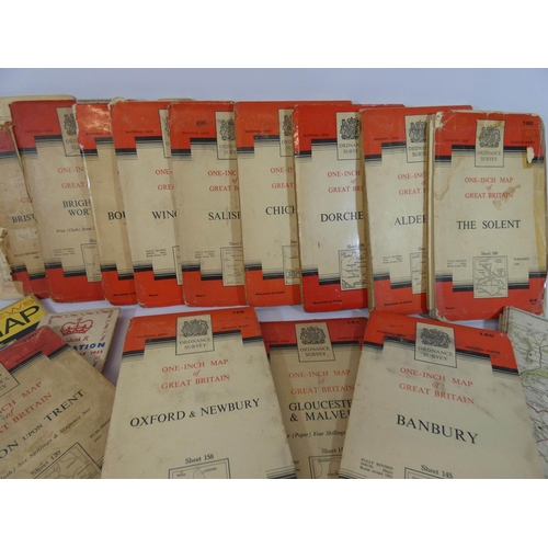 517 - A collection of fourteen vintage ordinance survey maps