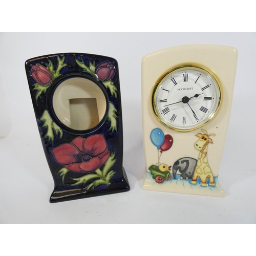 498 - A modern Moorcroft nursery pattern mantel clock and another case only