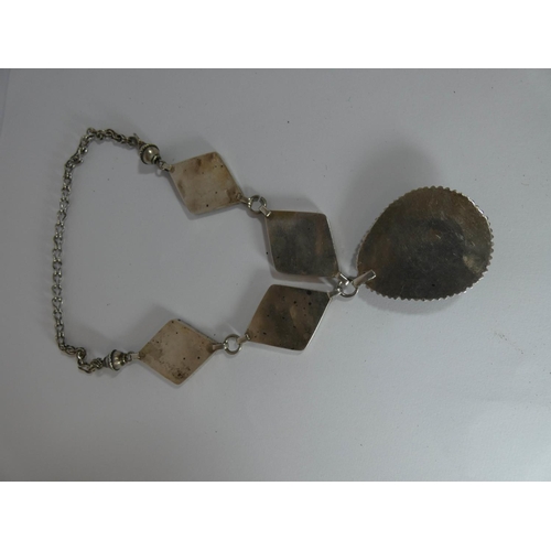 597 - Eastern silver and turquoise matrix set necklace