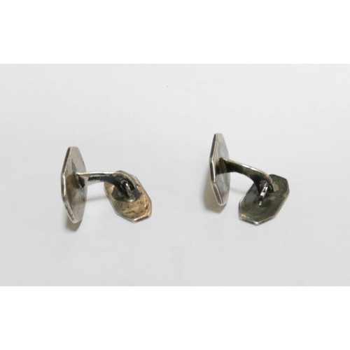 584 - Pair of vintage Chinese white metal gentleman's cufflinks with engraved decoration