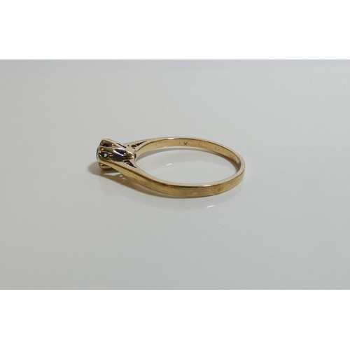 587 - 9ct gold diamond single stone ring, hallmarked, ring size O