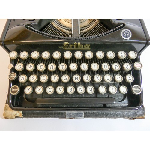 292 - A German Erika manual typewriter in case