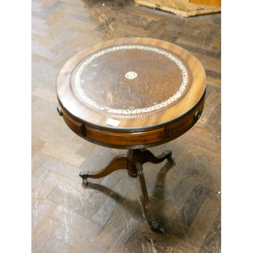 294 - Georgian style mahogany drum coffee table on tripod base