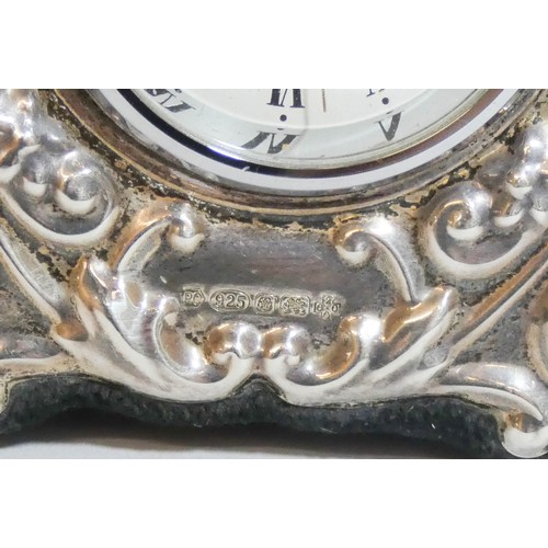 448 - Two miniature silver clocks, by Carrs & Arthur Price - both as new in original gift boxes. Each appr... 