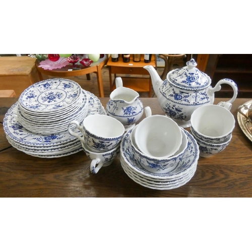 109 - A Johnson Brothers blue and white floral decorated tea set