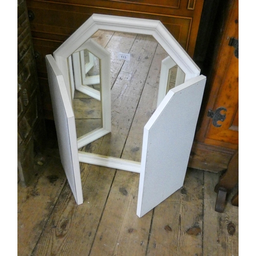 113 - A triple dressing table mirror in white frame