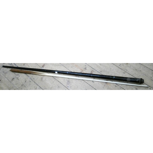 130 - A snooker cue in metal case