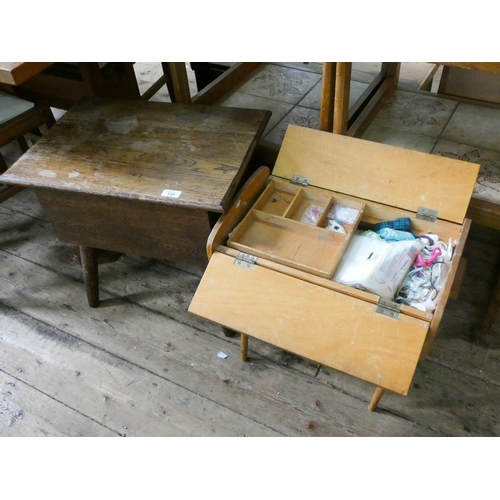 139 - An oak workbox and a teak workbox