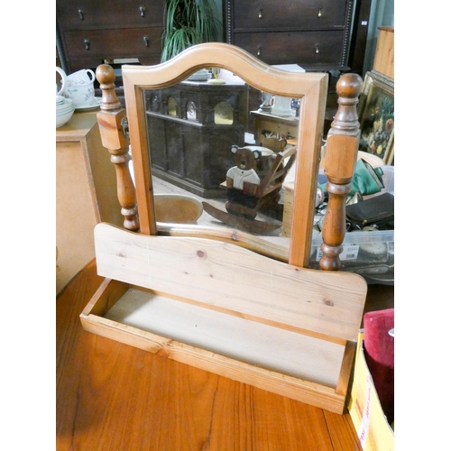 140 - A pine toilet mirror with pine lift up glove box