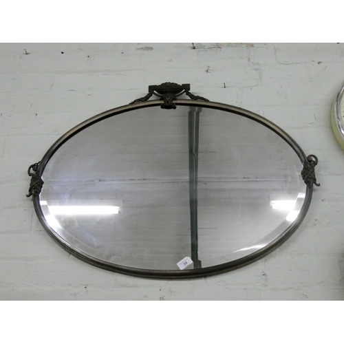 39 - Oval bevelled wall mirror in metal frame