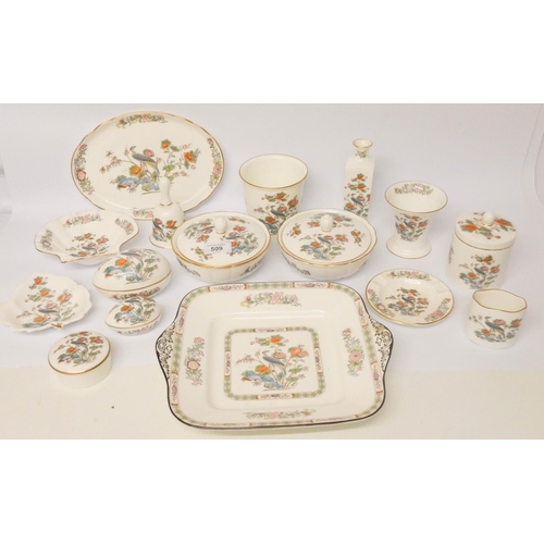 509 - A collection of Wedgwood Kutani Crane patterned bone china