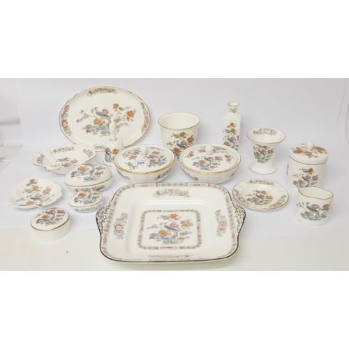 509 - A collection of Wedgwood Kutani Crane patterned bone china