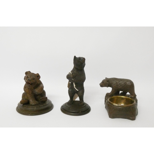 512 - Three small black forest carved bear ornaments